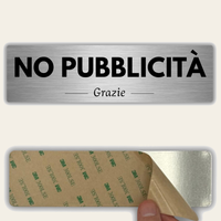 LEIASA | Cartello No Pubblicità - 5x18 cm - Alluminio - Spessore 0,8 mm - Resistente per esterni - Stampa UV