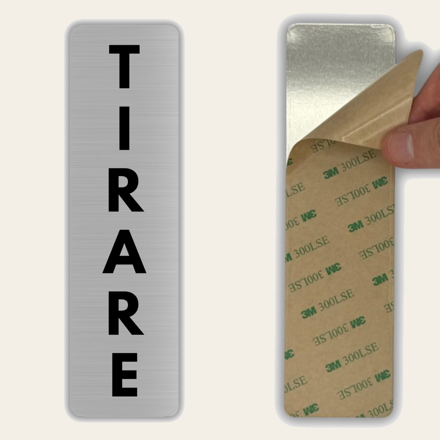 LEIASA | Cartello Tirare Porta - 5x18 cm - Spessore 0,8 mm - Alluminio