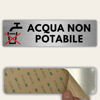 LEIASA | Segnale Acqua Non Potabile - 5 x 18 cm - Spessore 0,8 mm - Al