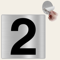 LEIASA | Numero Civico 2 - 10x10 cm - Alluminio - Spessore 0,8 mm - Resistente per esterni - Stampa UV