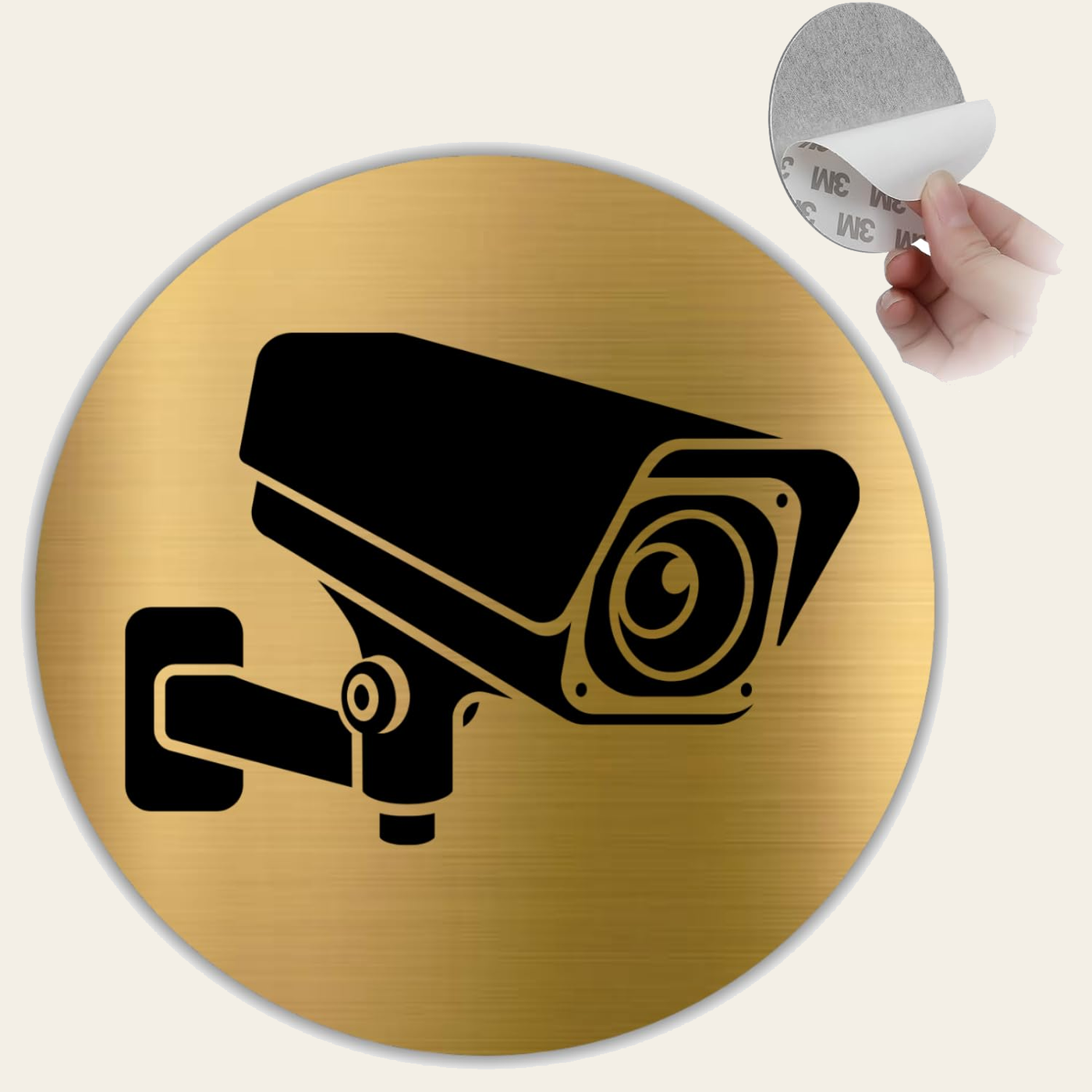 LEIASA | Segnale Dorato Telecamera Videosorveglianza - Ø 10 cm - Spess