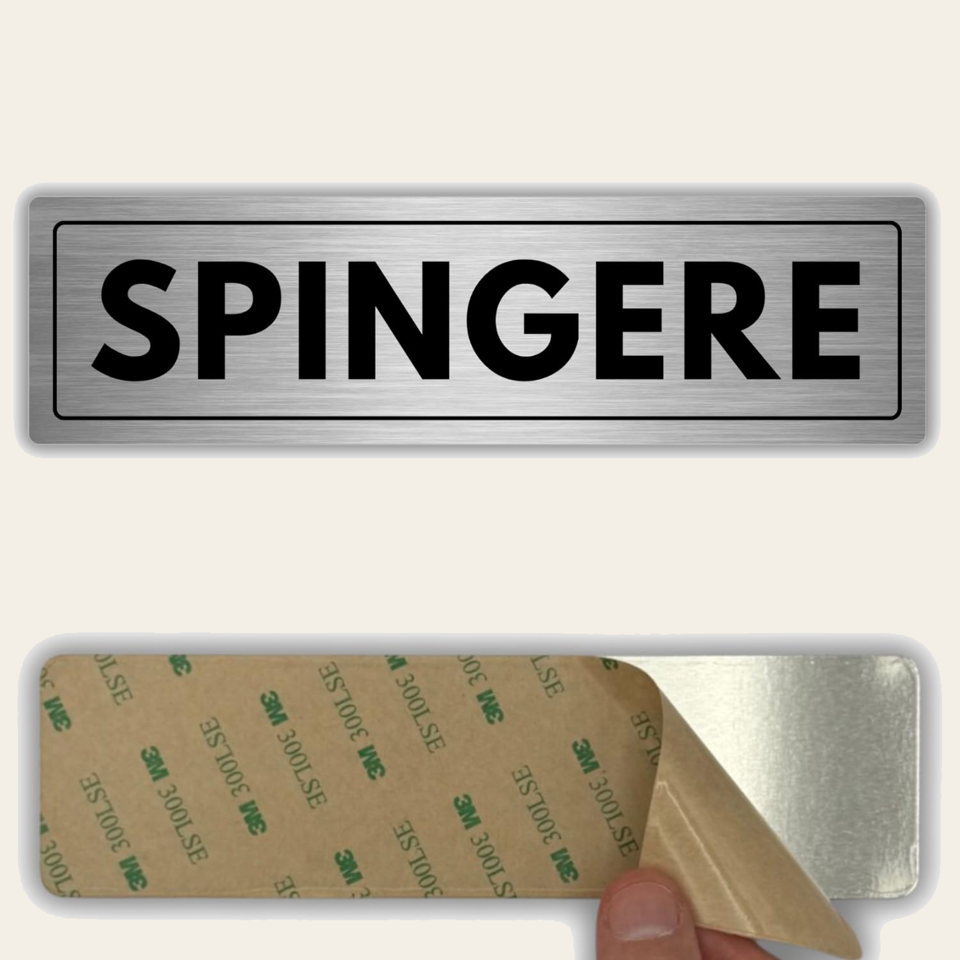 LEIASA | Segnale Spingere la Porta - 5 x 18 cm - Spessore 0,8 mm - All