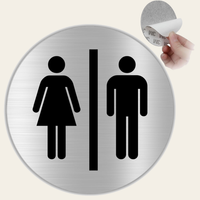 LEIASA | Cartello WC Unisex Uomo e Donna - Ø 10 cm - Alluminio - Spessore 0,8 mm - Resistente per esterni - Stampa UV
