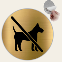LEIASA | Cartello Vietato Cani Dorato - Ø 10 cm - Alluminio - Spessore 0,8 mm - Resistente per esterni - Stampa UV