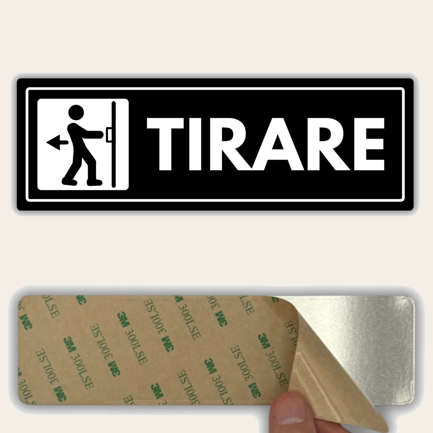 LEIASA | Segnale Tirare la Porta - 7,5 x 23 cm - Spessore 2 mm - Acril