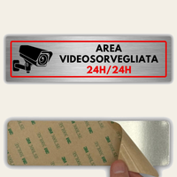 LEIASA | Cartello Zona Videosorveglianza - 5x18 cm - Alluminio - Spessore 0,8 mm - Resistente per esterni - Stampa UV