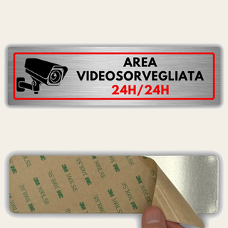 LEIASA | Segnale Zona Videosorveglianza - 5x18 cm - Spessore 0,8 mm - 
