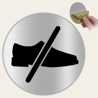 LEIASA | Cartello Vietato Entrare con le Scarpe - Ø 10 cm - Alluminio - Spessore 0,8 mm - Resistente per esterni - Stampa UV