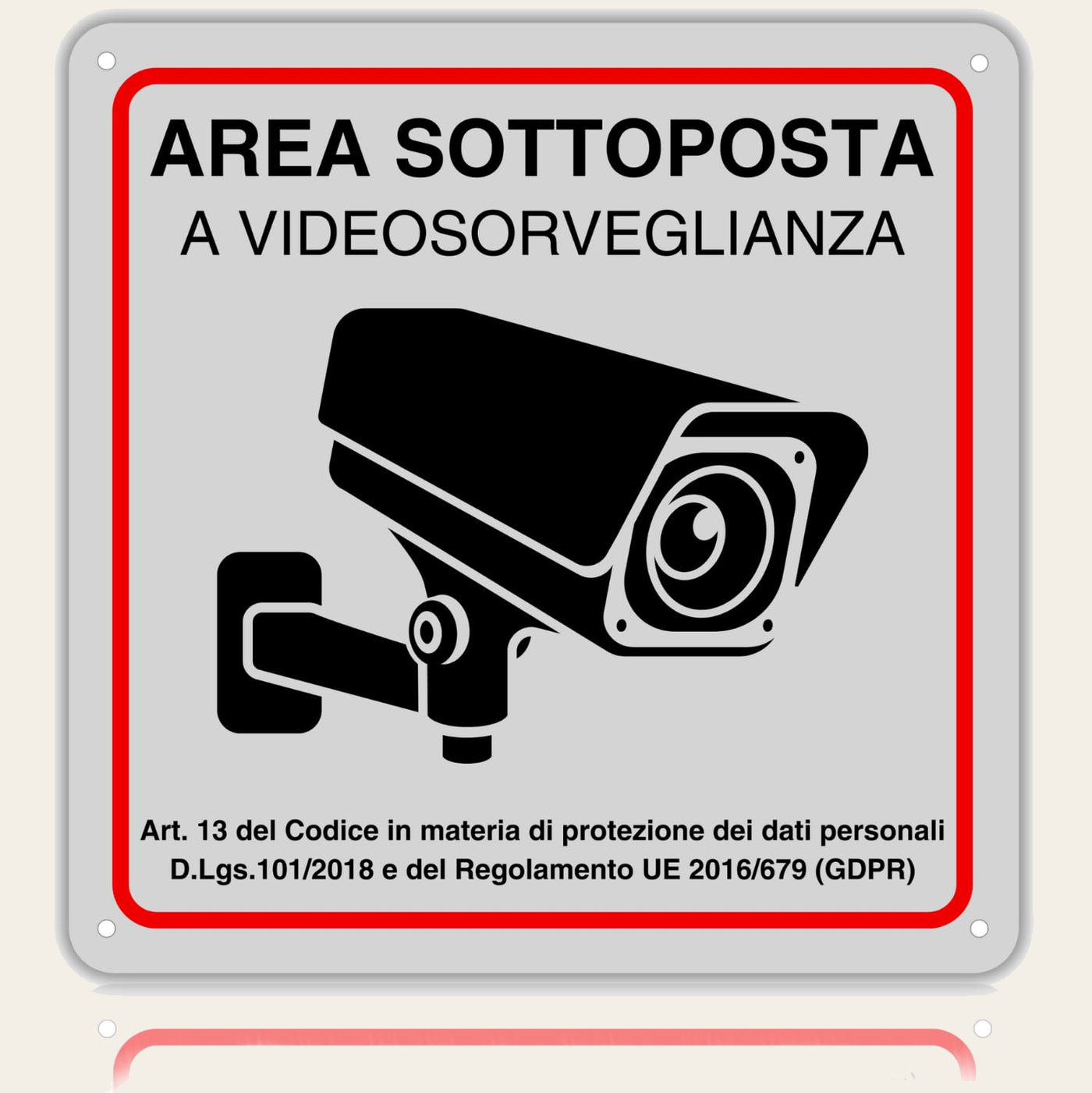 LEIASA | Cartello Area Videosorvegliata - 21x28 cm - Alluminio - Rifle