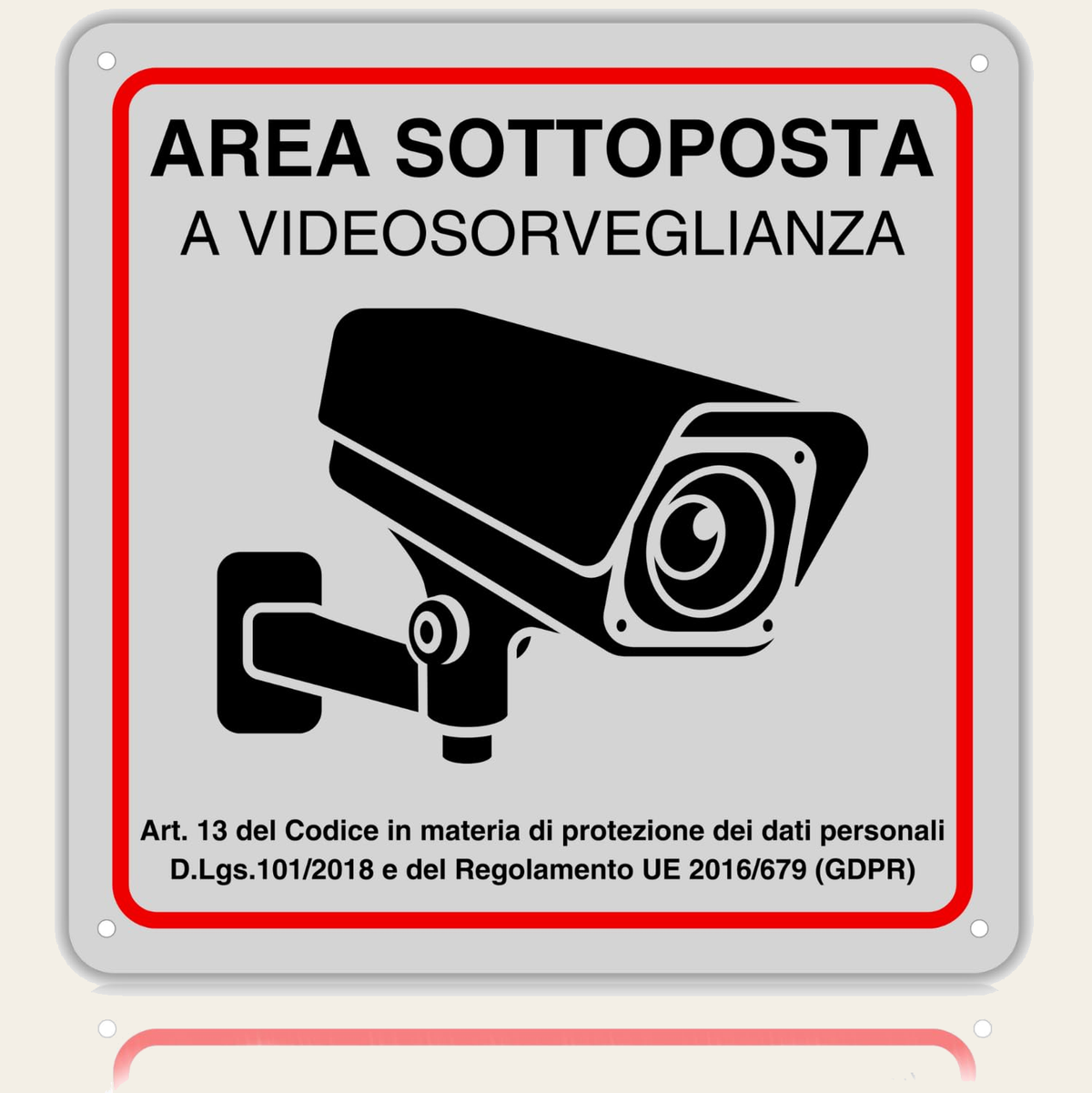 LEIASA | Cartello Area Videosorvegliata - 21x28 cm - Alluminio - Rifle