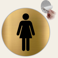 LEIASA | Cartello WC Donne Dorato - Ø 10 cm - Alluminio - Spessore 0,8 mm - Resistente per esterni - Stampa UV