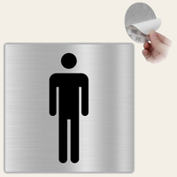 LEIASA | Cartello WC Uomini - 10x10 cm - Alluminio - Spessore 0,8 mm - Resistente per esterni - Stampa UV