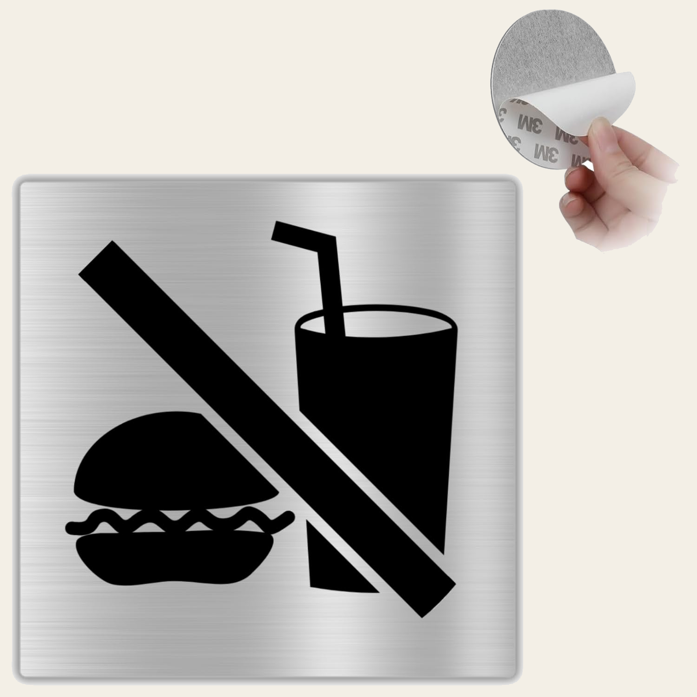 LEIASA | Segnale Vietato Mangiare e Bere - 10x10 cm - Alluminio - Cart