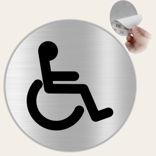 LEIASA | Segnale Adesivo per Bagno Disabili - Diametro Ø 100 mm - Spes