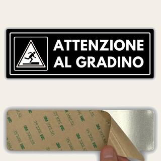 LEIASA | Segnale Attenzione Gradino - 7,5 x 23 cm - Spessore 2 mm - Ac