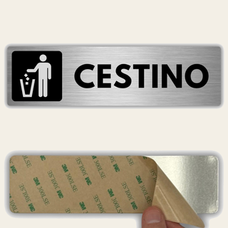 LEIASA | Segnale Cestino - 5x18 cm - Alluminio - Cartello Zona Rifiuti