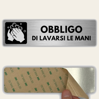 LEIASA | Segnale Obbligatorio Lavarsi le Mani - 5x18 cm - Alluminio - 