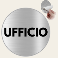 LEIASA | Targa Ufficio Rotonda - Ø 10 cm - Alluminio - Spessore 0,8 mm - Resistente per esterni - Stampa UV