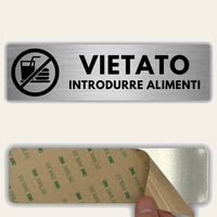 LEIASA | Cartello Vietato Introdurre Alimenti - 5x18 cm - Alluminio - Spessore 0,8 mm - Resistente per esterni - Stampa UV