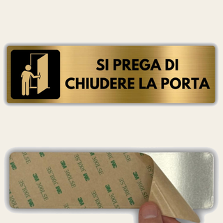 LEIASA | Segnale Chiudere la Porta - 5x18 cm - Alluminio - Targa Chius