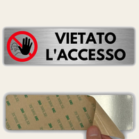 LEIASA | Segnale Vietato l'Accesso - 5x18 cm - Spessore 0,8 mm - Alluminio - Cartello Accesso Riservato - Segno Zona Proibita - Cartello adesivo 3M Divieto di Passare - Accesso Non Permesso