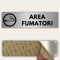 LEIASA | Cartello Area Fumatori - 5x18 cm - Alluminio - Spessore 0,8 mm - Resistente per esterni - Stampa UV