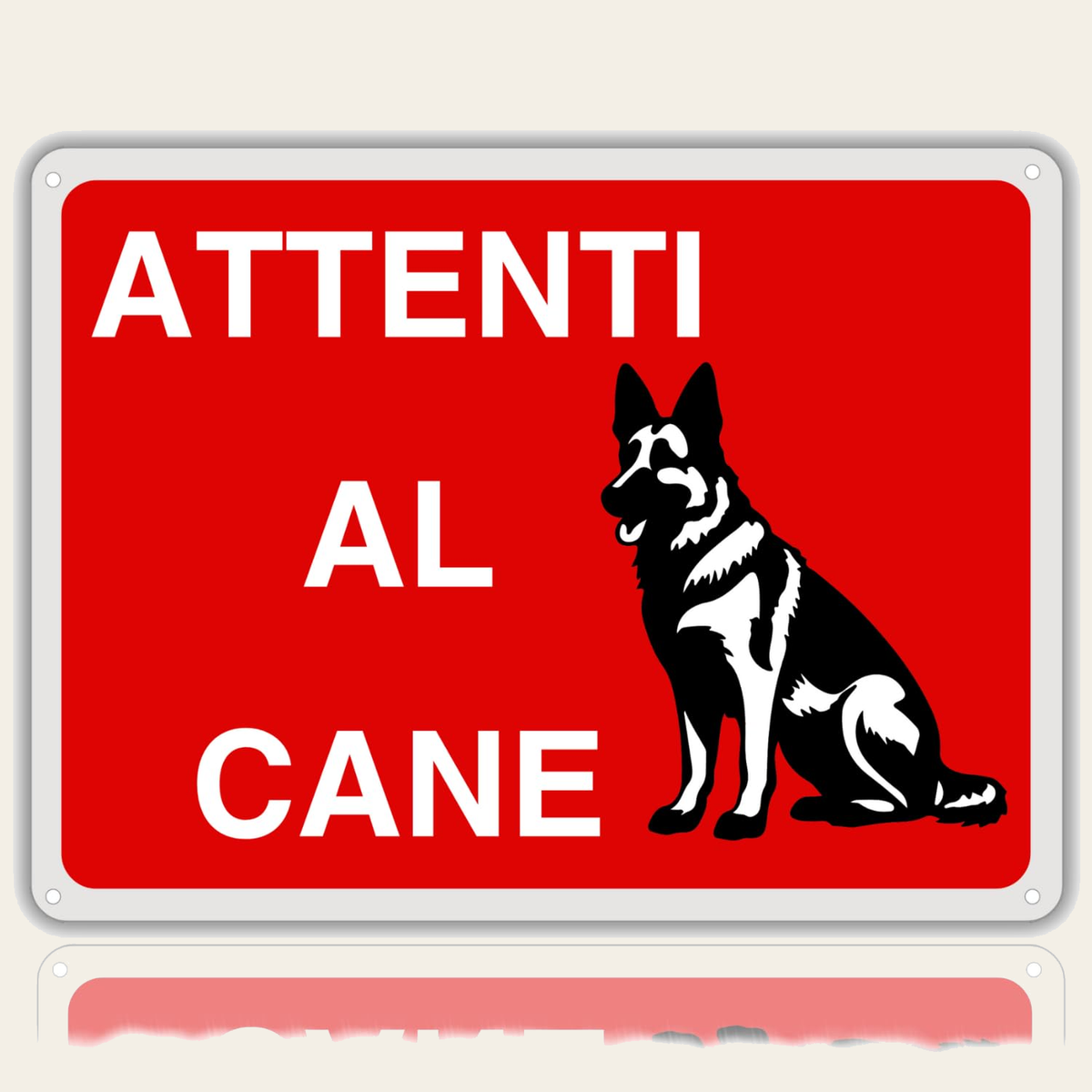 LEIASA : Segnale di pericolo per i cani - 21x21 cm - Alluminio riflett