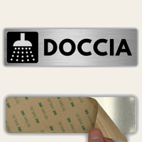 LEIASA | Segnale Doccia - 5 x 18 cm - Spessore 0,8 mm - Alluminio - Targa Adesiva - Cartello Doccia - Identificazione Servizio - (Cartello Doccia)
