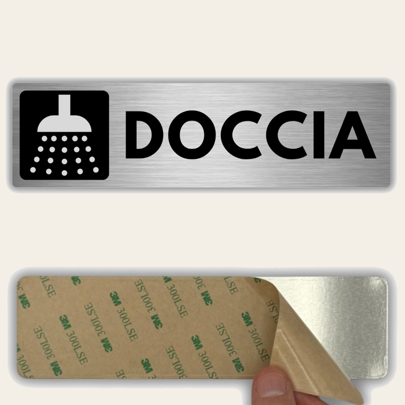 LEIASA | Segnale Doccia - 5 x 18 cm - Spessore 0,8 mm - Alluminio - Ta
