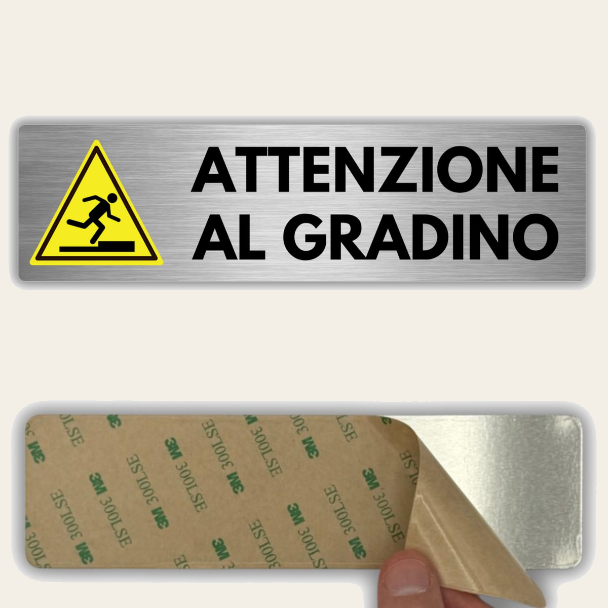 LEIASA | Segnale adesivo Attenzione Gradino - 5x18 cm - Spessore 0,8 m