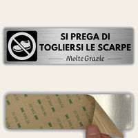 LEIASA | Cartello Togliersi le Scarpe - 5x18 cm - Spessore 0,8 mm - Alluminio - Targa Segnaletica Ingresso - (Togliersi Le Scarpe)