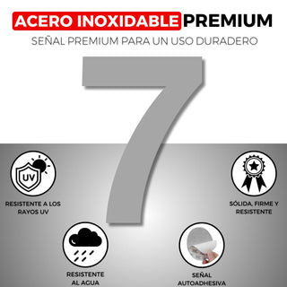 Número 7 Adhesivo: material premium resistente a rayos UV y agua