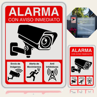 LEIASA | Pack Carteles Zona Videovigilada - 21x28 cm y 9x14 cm - Aluminio Reflectante - Grosor 0.8 mm - Resistente Exterior - Impresión UV