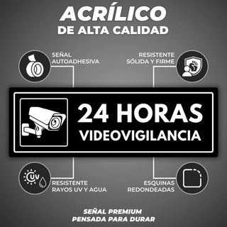 Señal 24h Videovigilancia: material premium resistente a rayos UV y agua