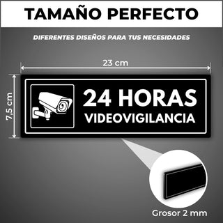 Señal 24h Videovigilancia: medidas y grosor del producto