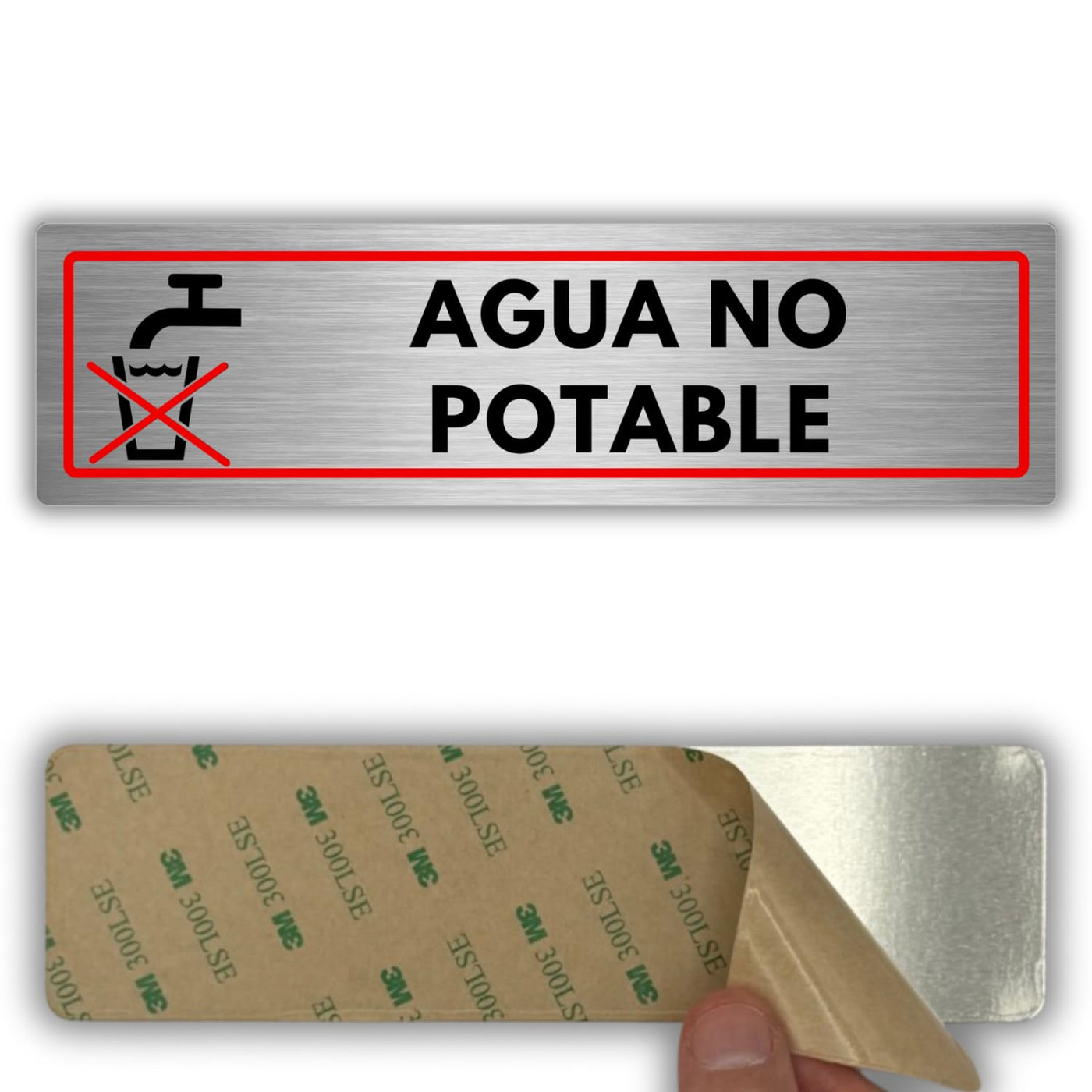 Señal Agua No Potable de aluminio, 5x18 cm