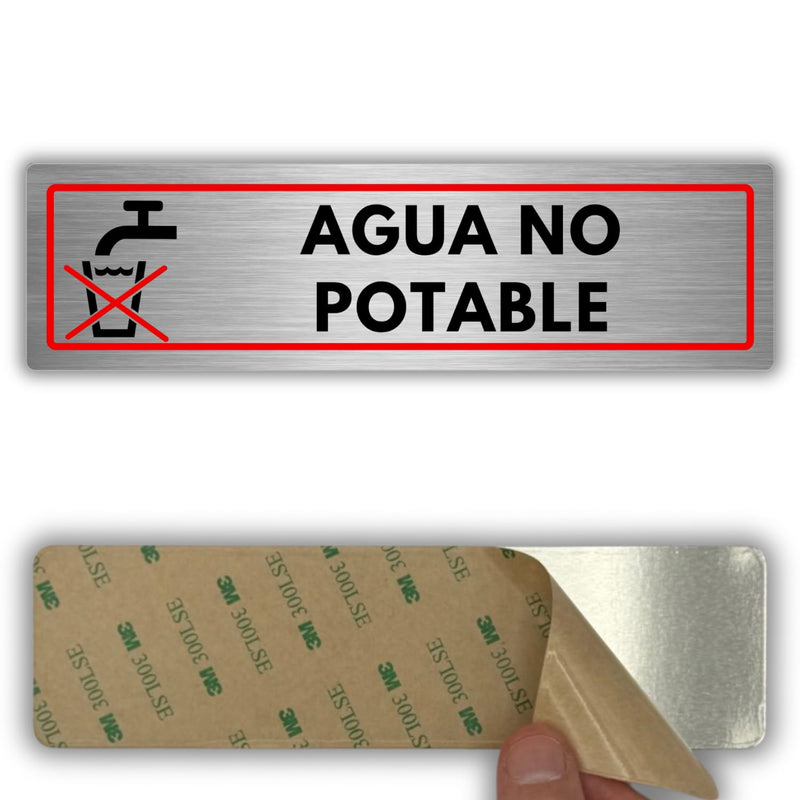 Señal Agua No Potable de aluminio, 5x18 cm