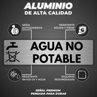 Señal Agua No Potable: material premium resistente a rayos UV y agua