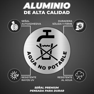 Señal Agua No Potable: material premium resistente a rayos UV y agua