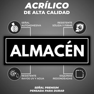 Señal Almacén: material premium resistente a rayos UV y agua
