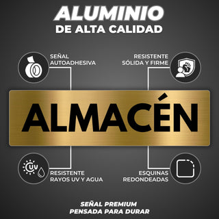 Señal Almacén: material premium resistente a rayos UV y agua