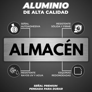 Señal Almacén: material premium resistente a rayos UV y agua
