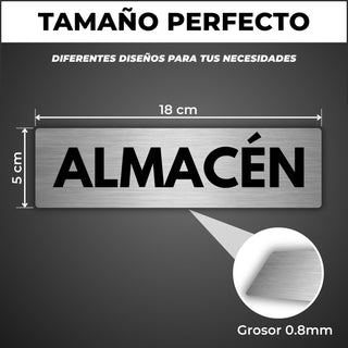 Señal Almacén: medidas y grosor del producto