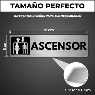 Señal Ascensor: medidas y grosor del producto
