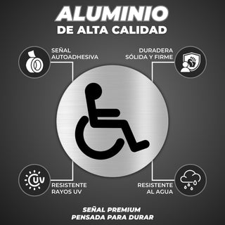 Señal Aseo Discapacidad: material premium resistente a rayos UV y agua