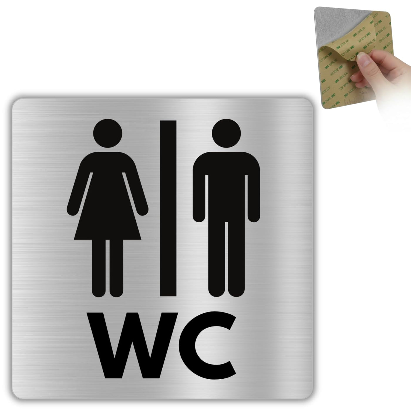 Señal Baño Hombre y Mujer de aluminio, 12x12 cm