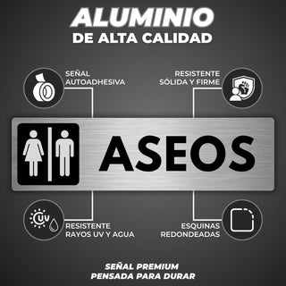 Señal Baño Hombre y Mujer: material premium resistente a rayos UV y agua
