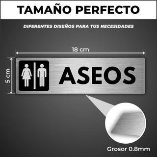Señal Baño Hombre y Mujer: medidas y grosor del producto