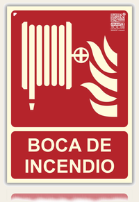 LEIASA | Señal Boca de Incendio Homologada - 21x30 cm - PVC Fotoluminiscente - Clase B - 10 Años