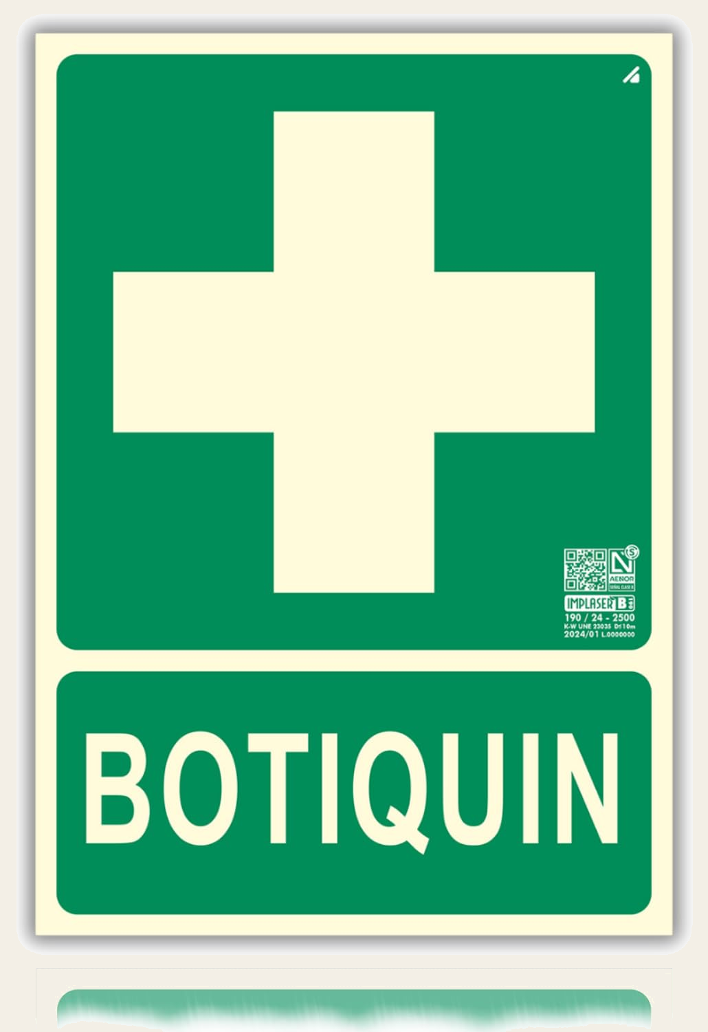 Señal Botiquín Homologada de pvc fotoluminiscente, 21x30 cm